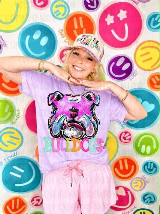 Neon Bulldogs Mascot Spirit Wear Tshirt
