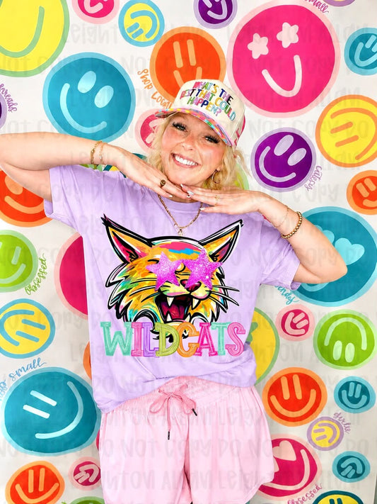Neon Wildcats Mascot Spirit Wear Tshirt