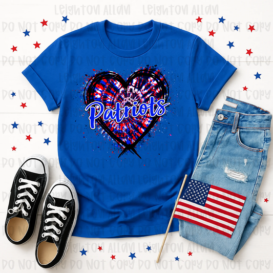 Faith Academy Patriots Tie-Dye Heart Spirit Tee