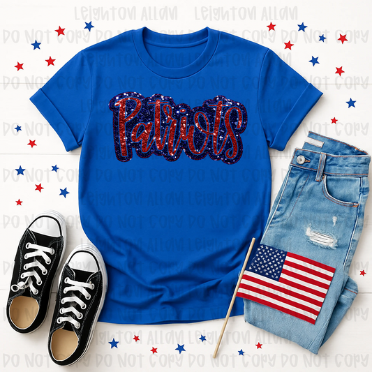 Faith Academy Glitter Patriots Script Spirit Tee