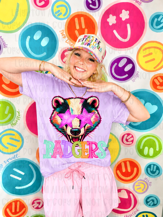 Neon Badgers Mascot Spirit Wear Tshirt