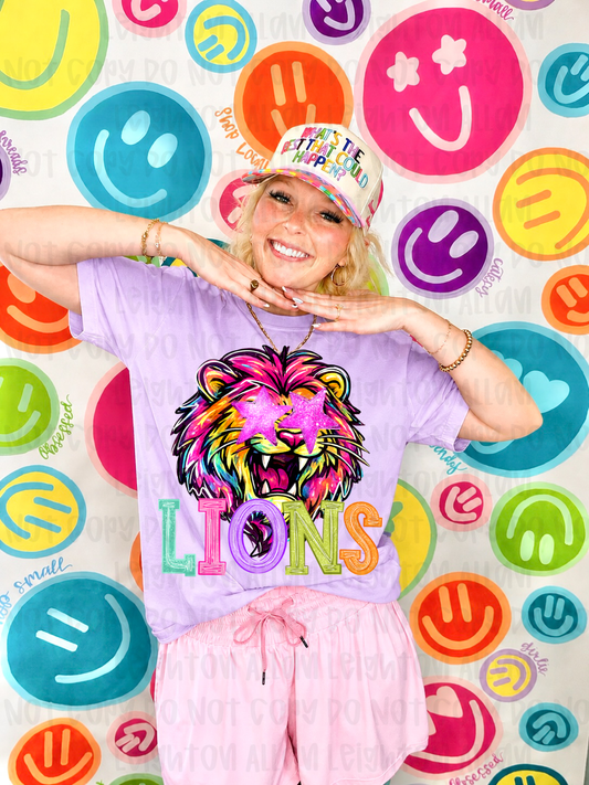 Neon Lions Mascot Spirit Wear Tshirt