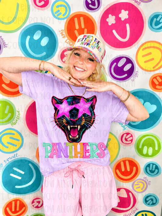 Neon Panthers Mascot Spirit Wear Tshirt