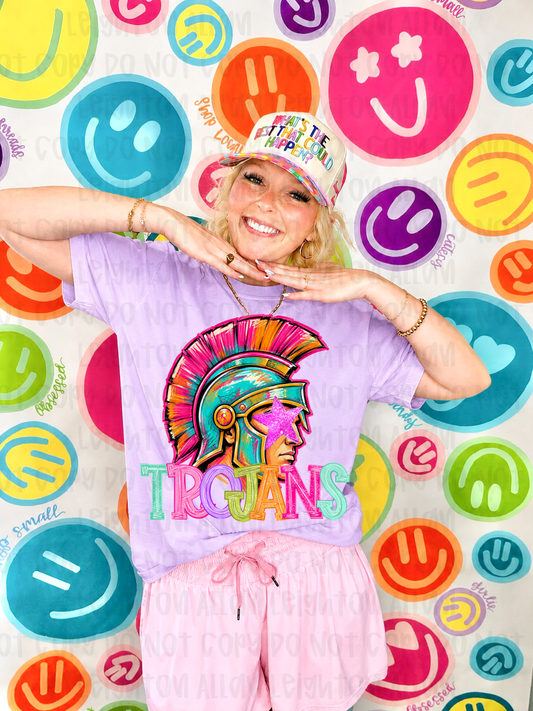 Neon Trojans Mascot Spirit Wear Tshirt