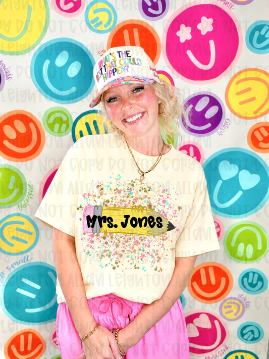 Personalized Pencil Name Shirt | Custom Teacher Shirt | Back to School Tee | Custom Student Shirt | Teacher Gift | School Staff Shirt