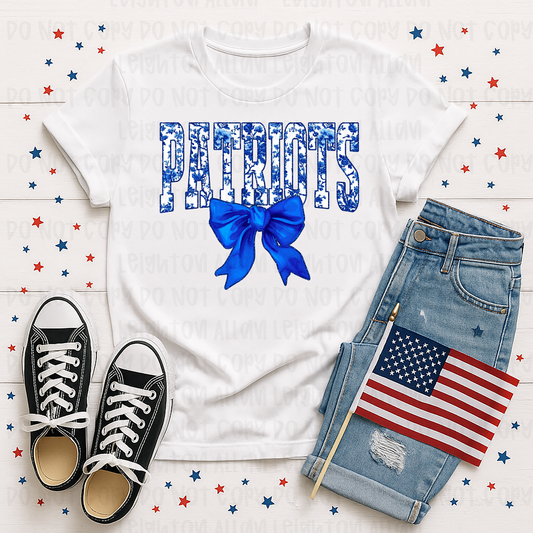 Patriots Pretty in Blue Bow Tee