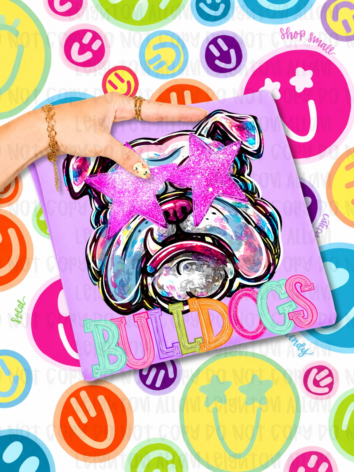 Neon Bulldogs Mascot Spirit Wear Tshirt