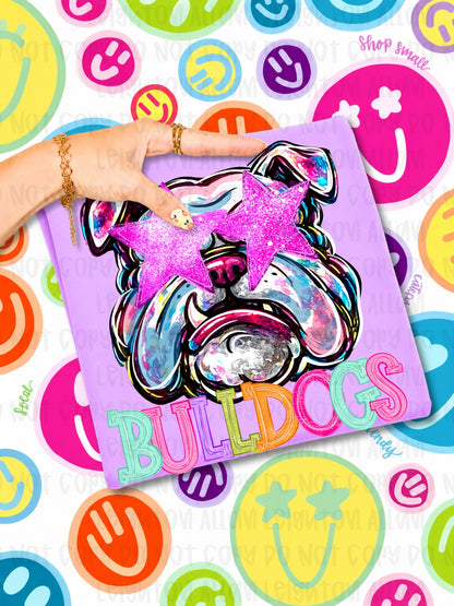Neon Bulldogs Mascot Spirit Wear Tshirt