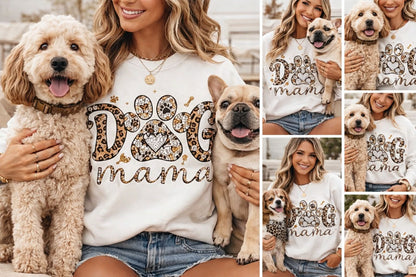 🐾 Dog Mama Shirt – Leopard Print Paw Graphic Tee – Cute Dog Lover Gift – Trendy Pet Mom Shirt