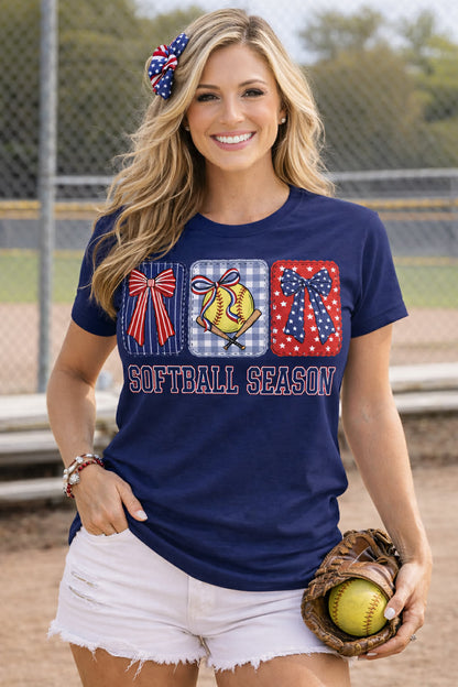 Softball Season Shirt Patriotic Softball Tee | Softball Family Shirts | Game Day Mom Tee | Softball Sister Dad Matching Shirts