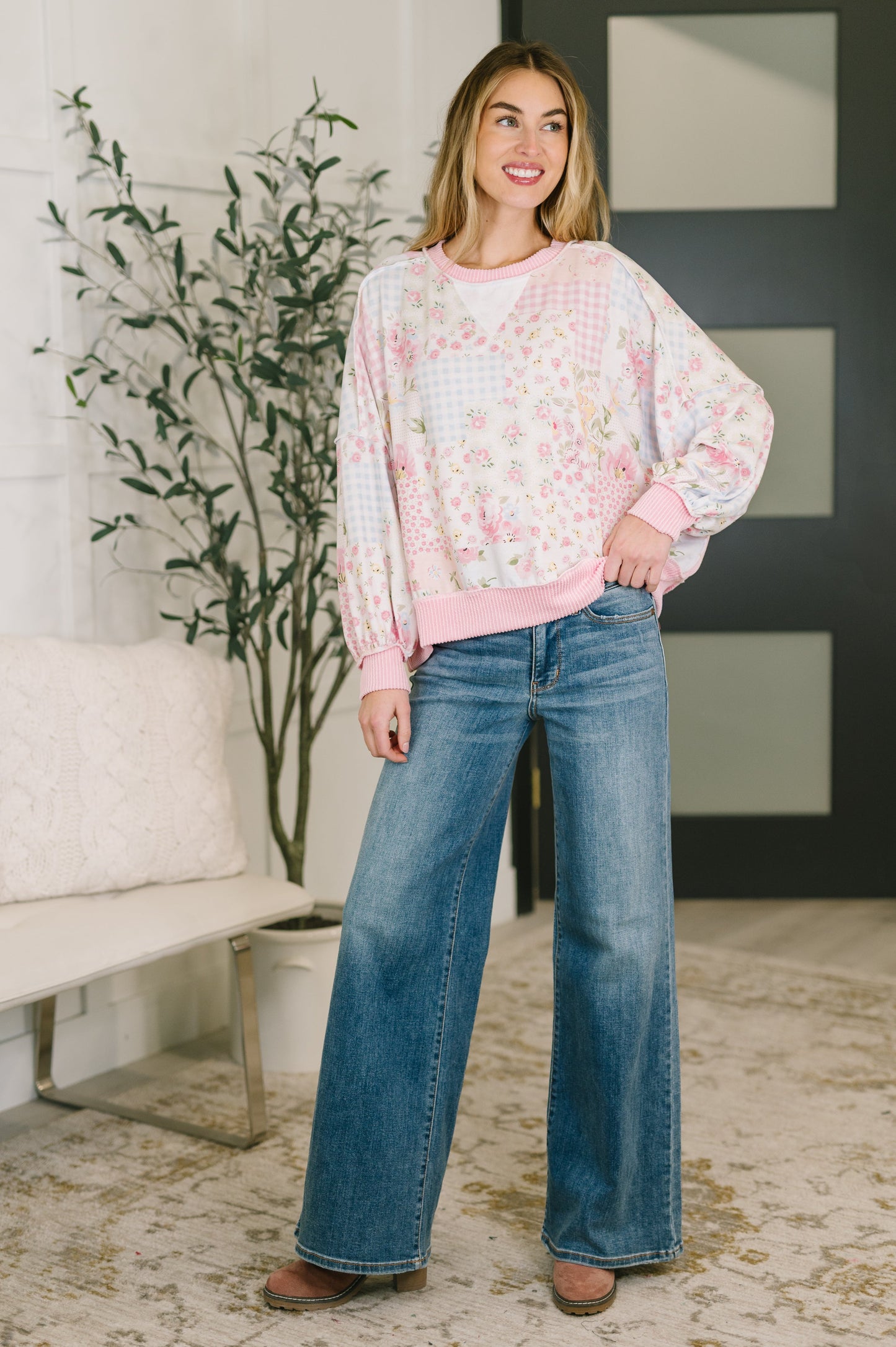 A Little Bias Printed Patchwork Top