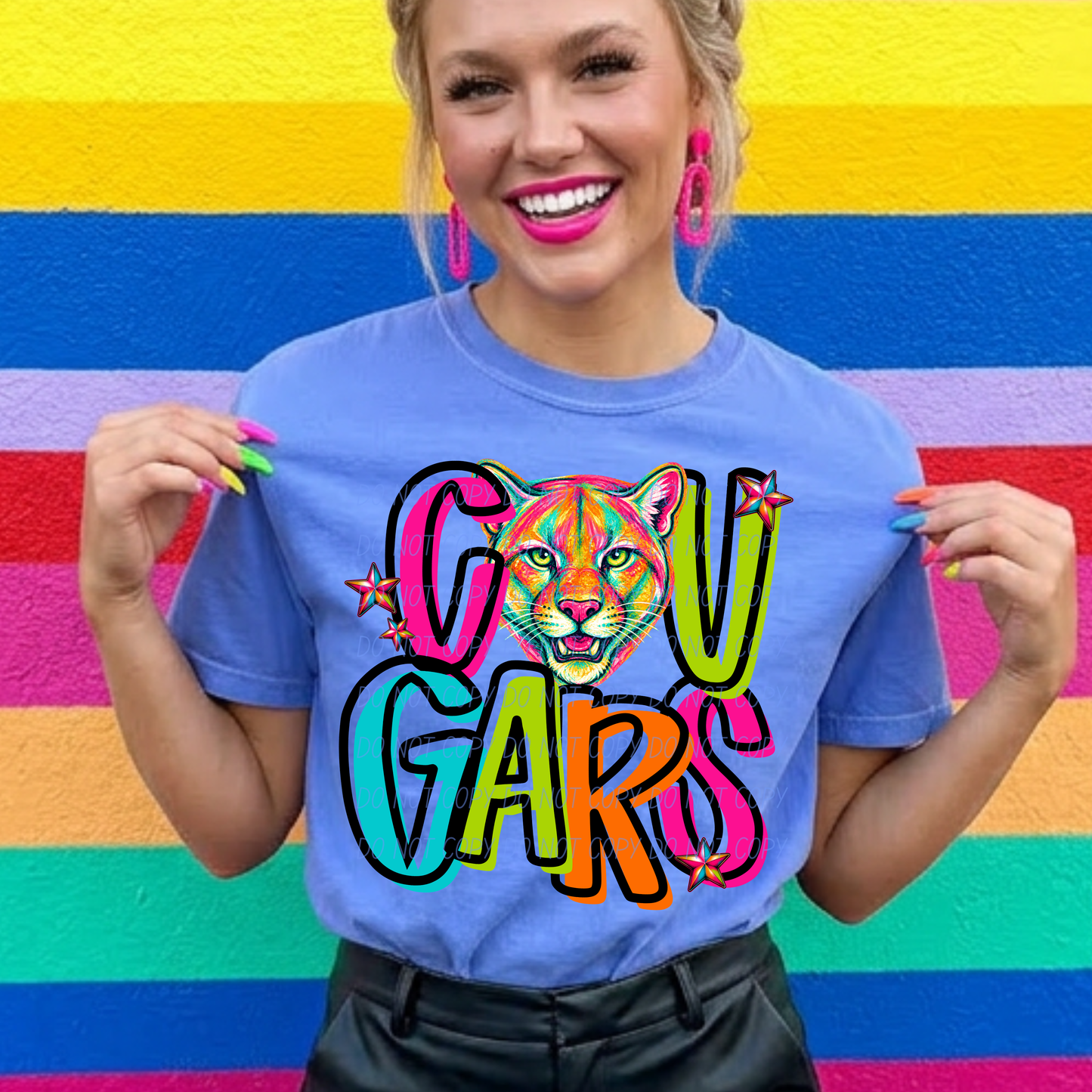Friday Night Neon Mascot Spirit Wear Graphic Tee 106 Mascots Available