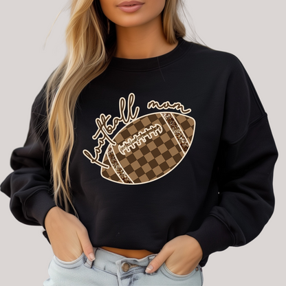 Check Football Mom in Black Sweatshirt