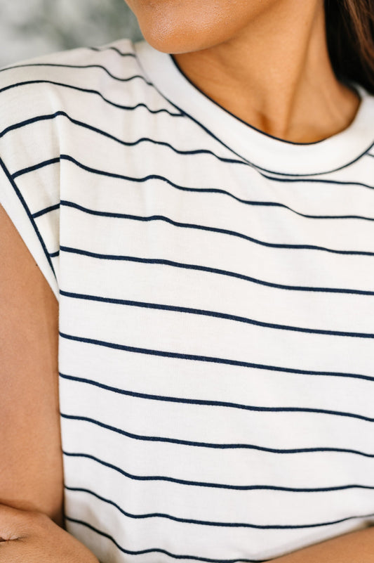 Everything In Between Striped Cap Sleeve Tee