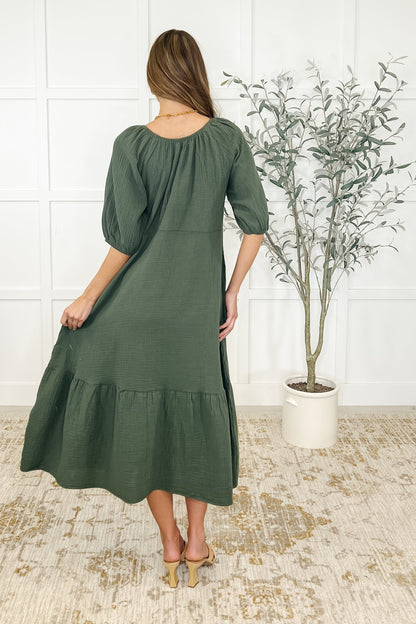 Hazel Dress in Dusty Pine