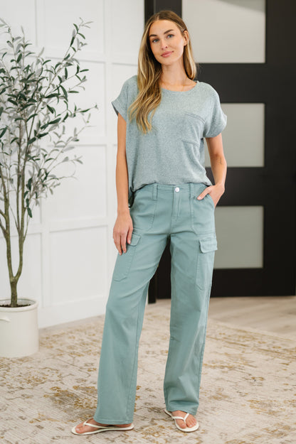 Heathered Harmony Basic Tee in Ash Jade