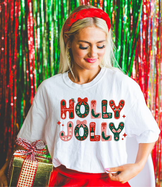 Holly Jolly Graphic Tee and Sweatshirt