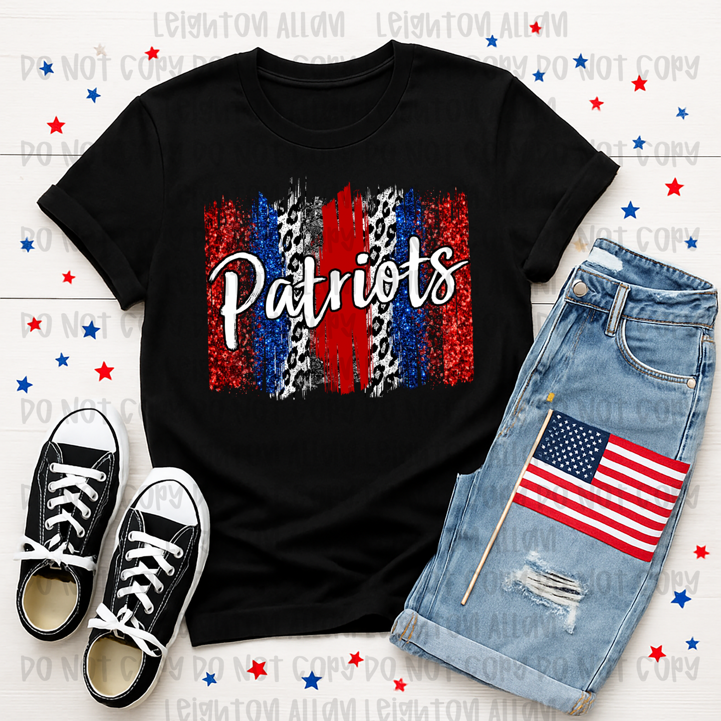 Faith Academy Patriots Glitter Stripe Spirit Tee