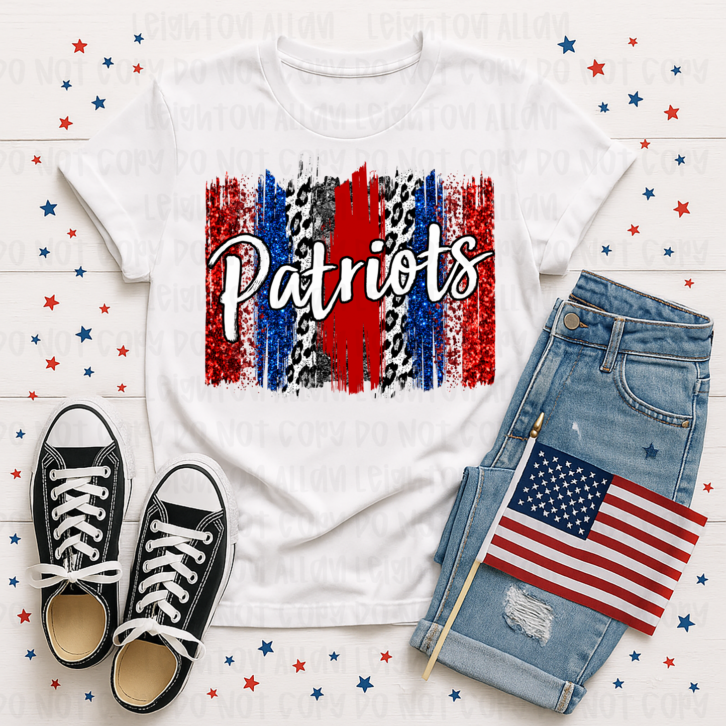 Faith Academy Patriots Glitter Stripe Spirit Tee