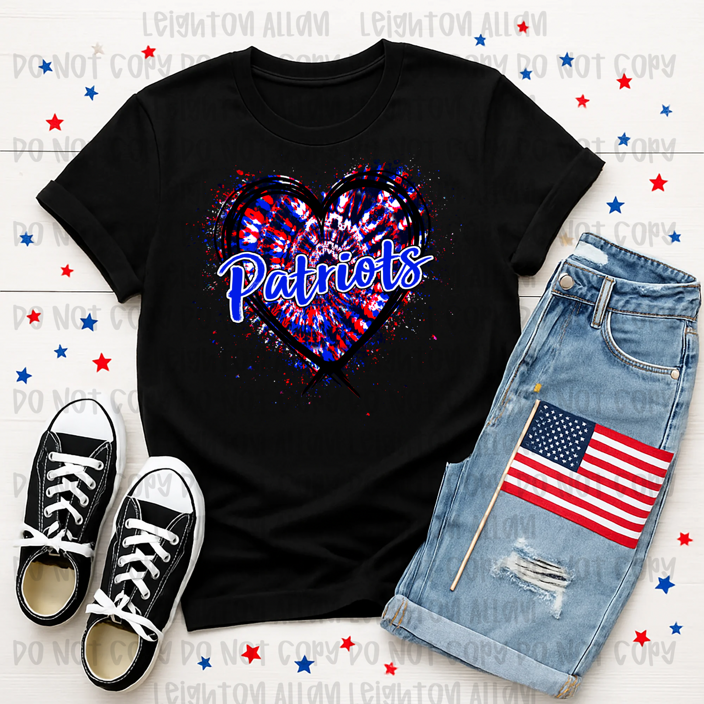 Faith Academy Patriots Tie-Dye Heart Spirit Tee
