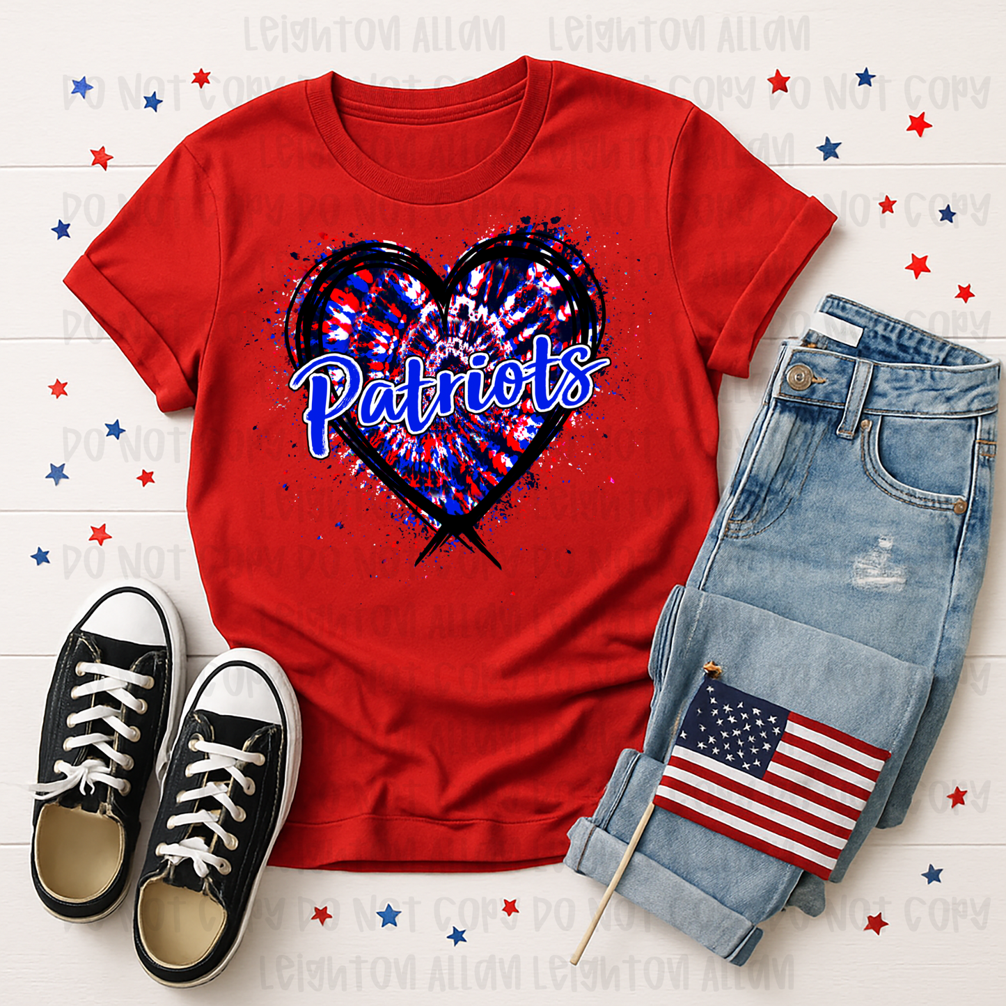 Faith Academy Patriots Tie-Dye Heart Spirit Tee