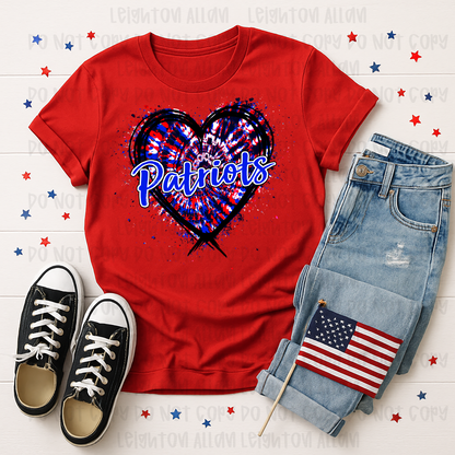 Faith Academy Patriots Tie-Dye Heart Spirit Tee