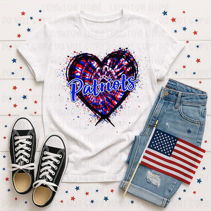 Faith Academy Patriots Tie-Dye Heart Spirit Tee