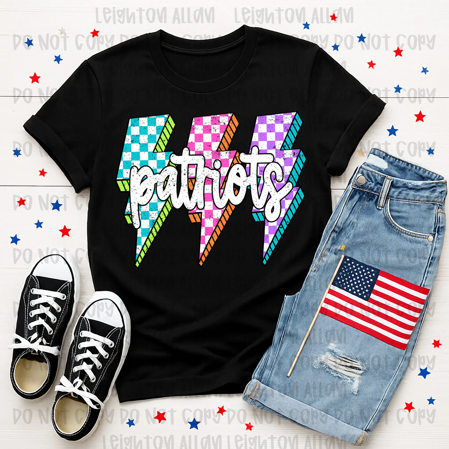 Faith Academy Patriots Retro Lightning Bolt Spirit Tee