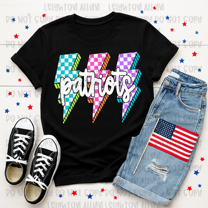Faith Academy Patriots Retro Lightning Bolt Spirit Tee