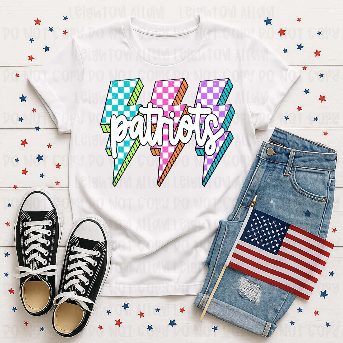 Faith Academy Patriots Retro Lightning Bolt Spirit Tee