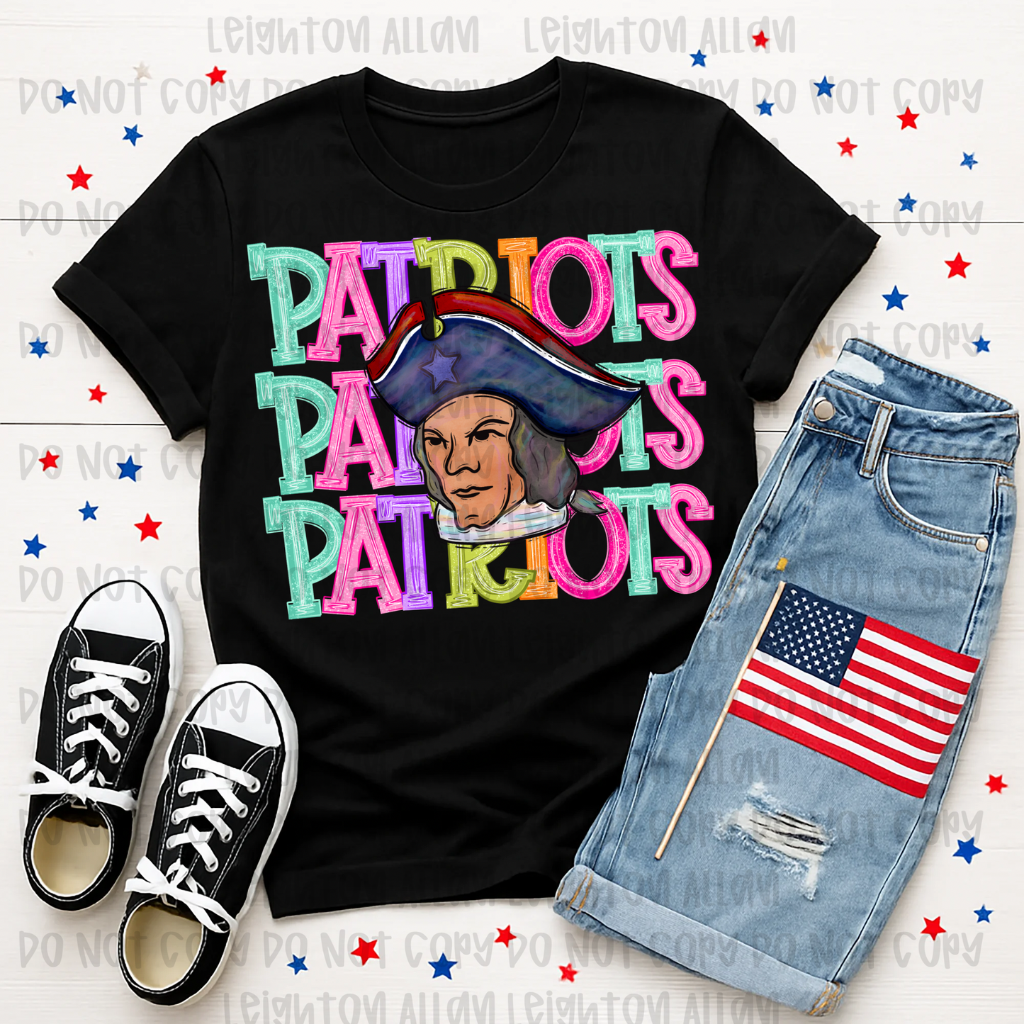 Faith Academy Retro Stacked Patriots Mascot Spirit Tee
