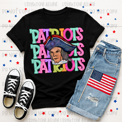 Faith Academy Retro Stacked Patriots Mascot Spirit Tee