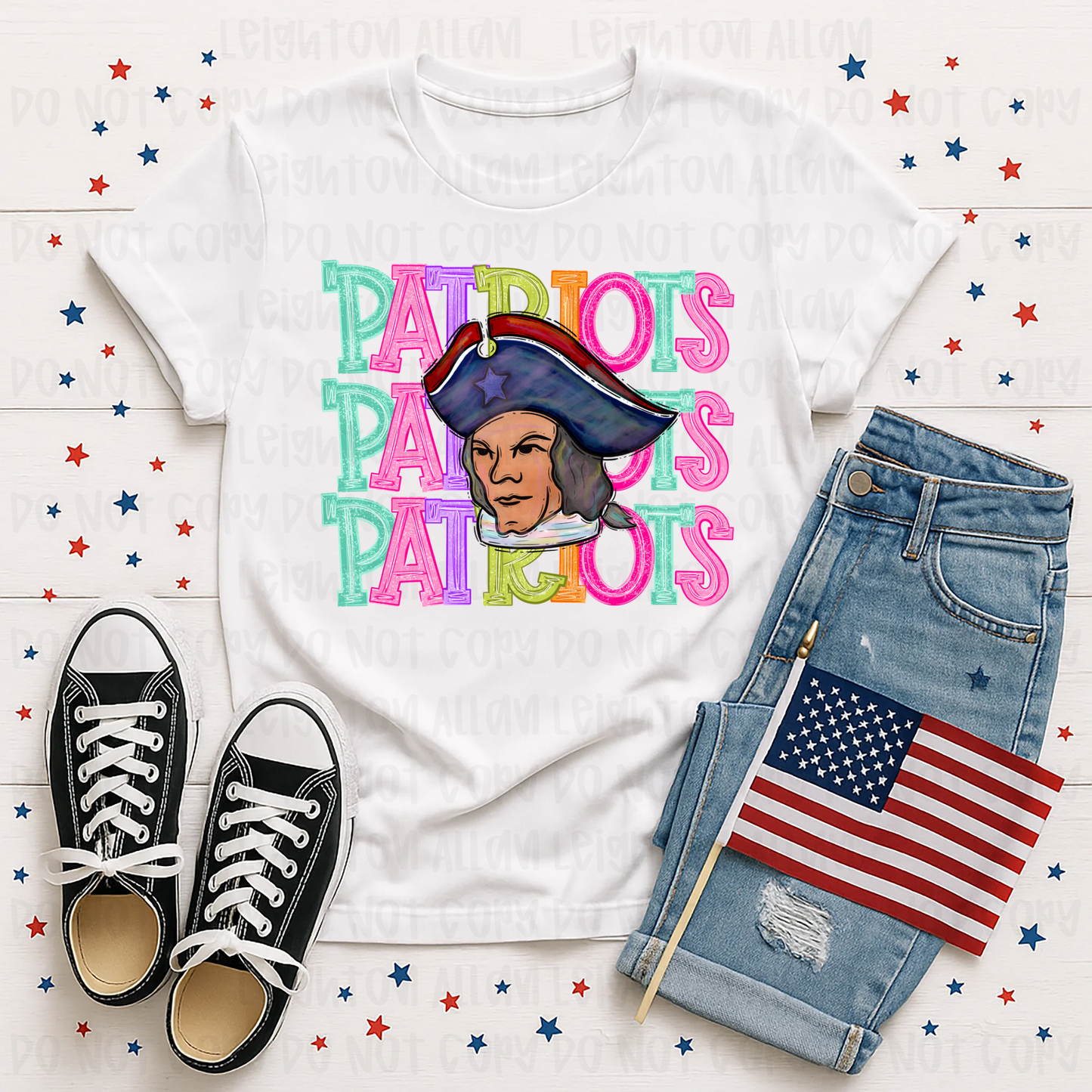 Faith Academy Retro Stacked Patriots Mascot Spirit Tee