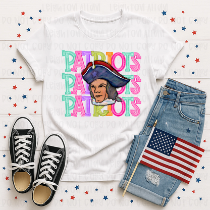 Faith Academy Retro Stacked Patriots Mascot Spirit Tee