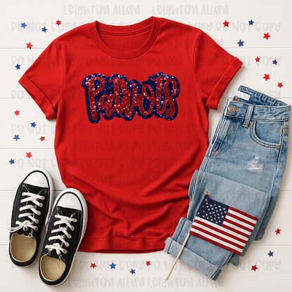 Faith Academy Glitter Patriots Script Spirit Tee