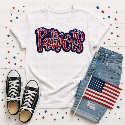 Faith Academy Glitter Patriots Script Spirit Tee
