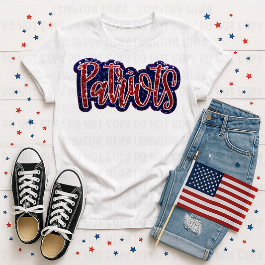 Faith Academy Glitter Patriots Script Spirit Tee
