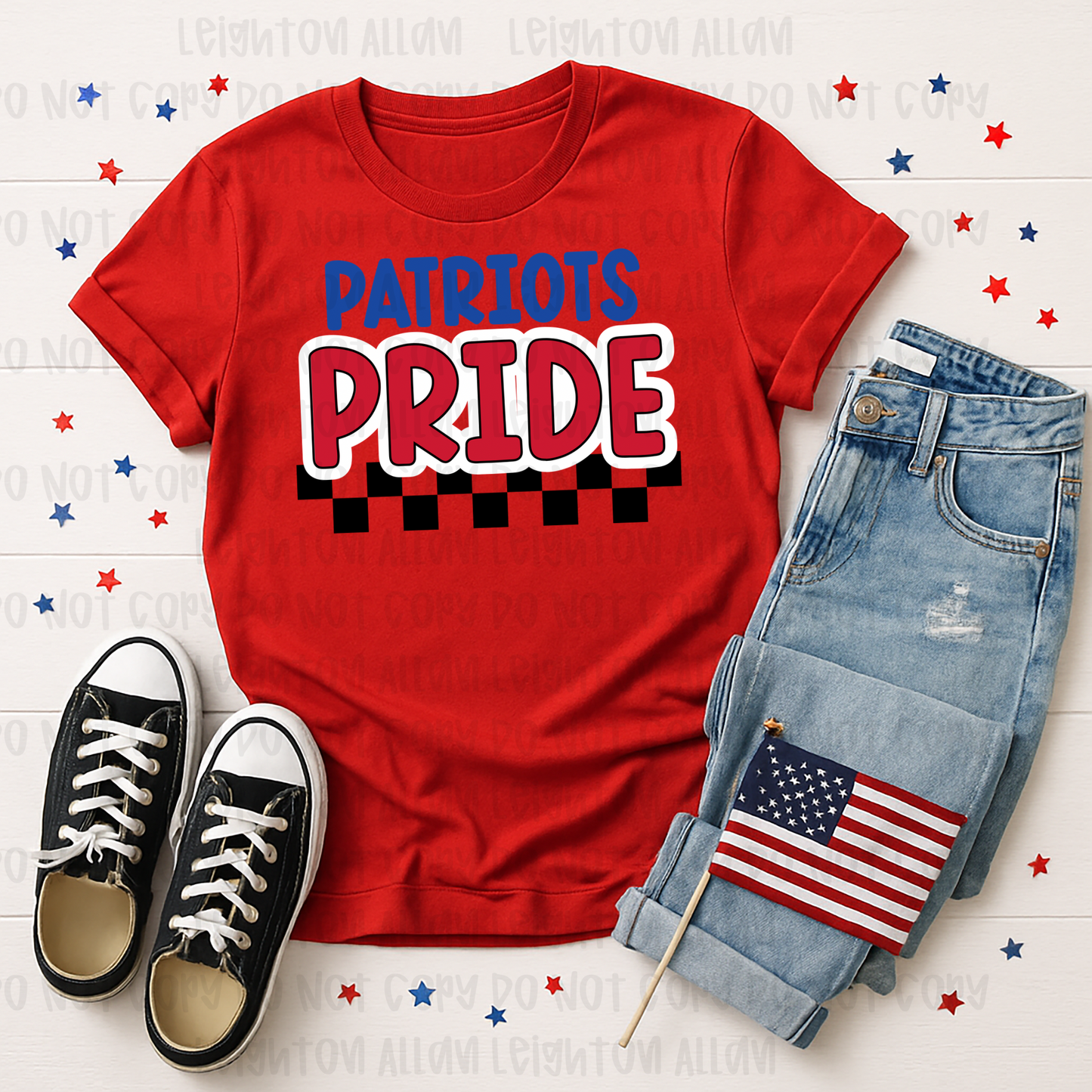 Patriots Pride Retro Checkered Spirit Tee