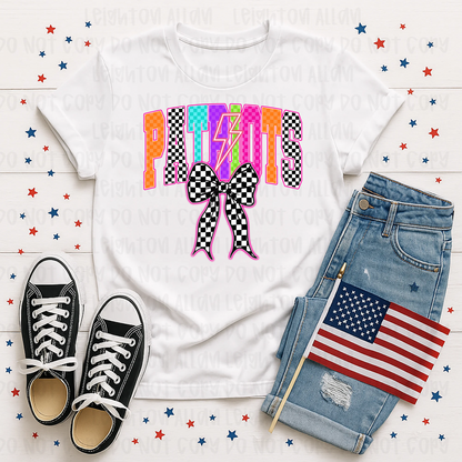Retro Checkered Patriots Bow Spirit Tee