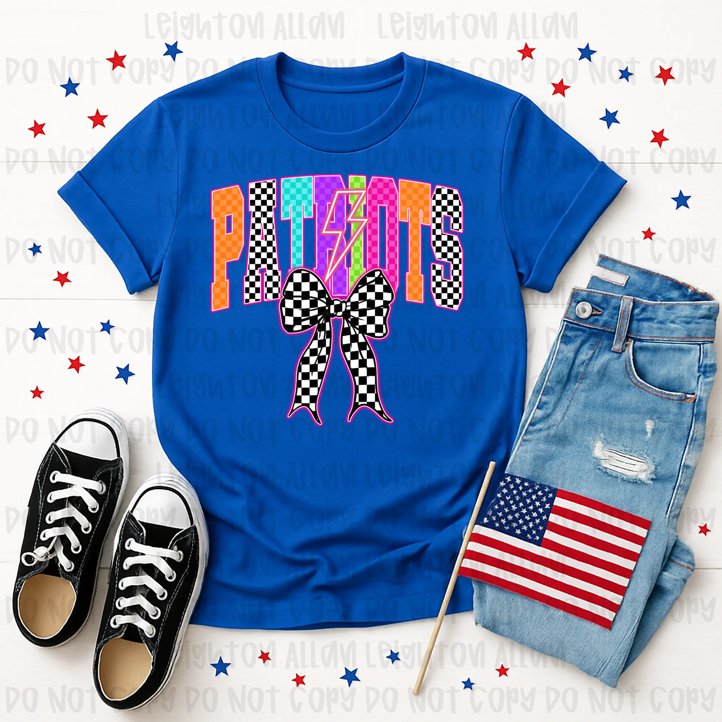 Retro Checkered Patriots Bow Spirit Tee