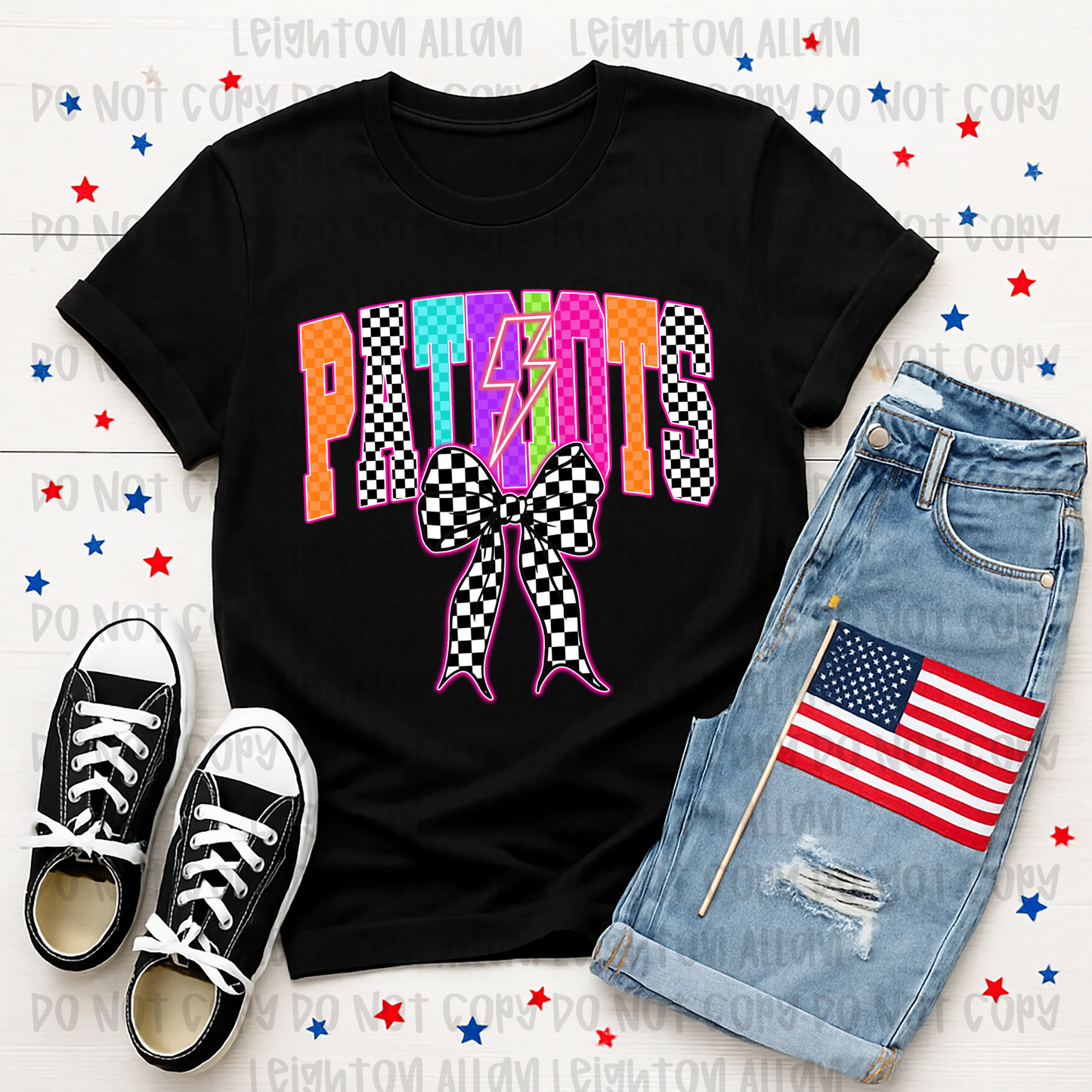 Retro Checkered Patriots Bow Spirit Tee
