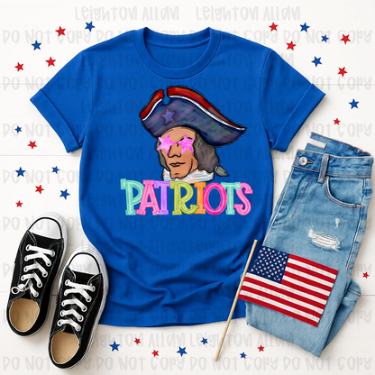 Retro Watercolor Patriots Mascot Spirit Tee