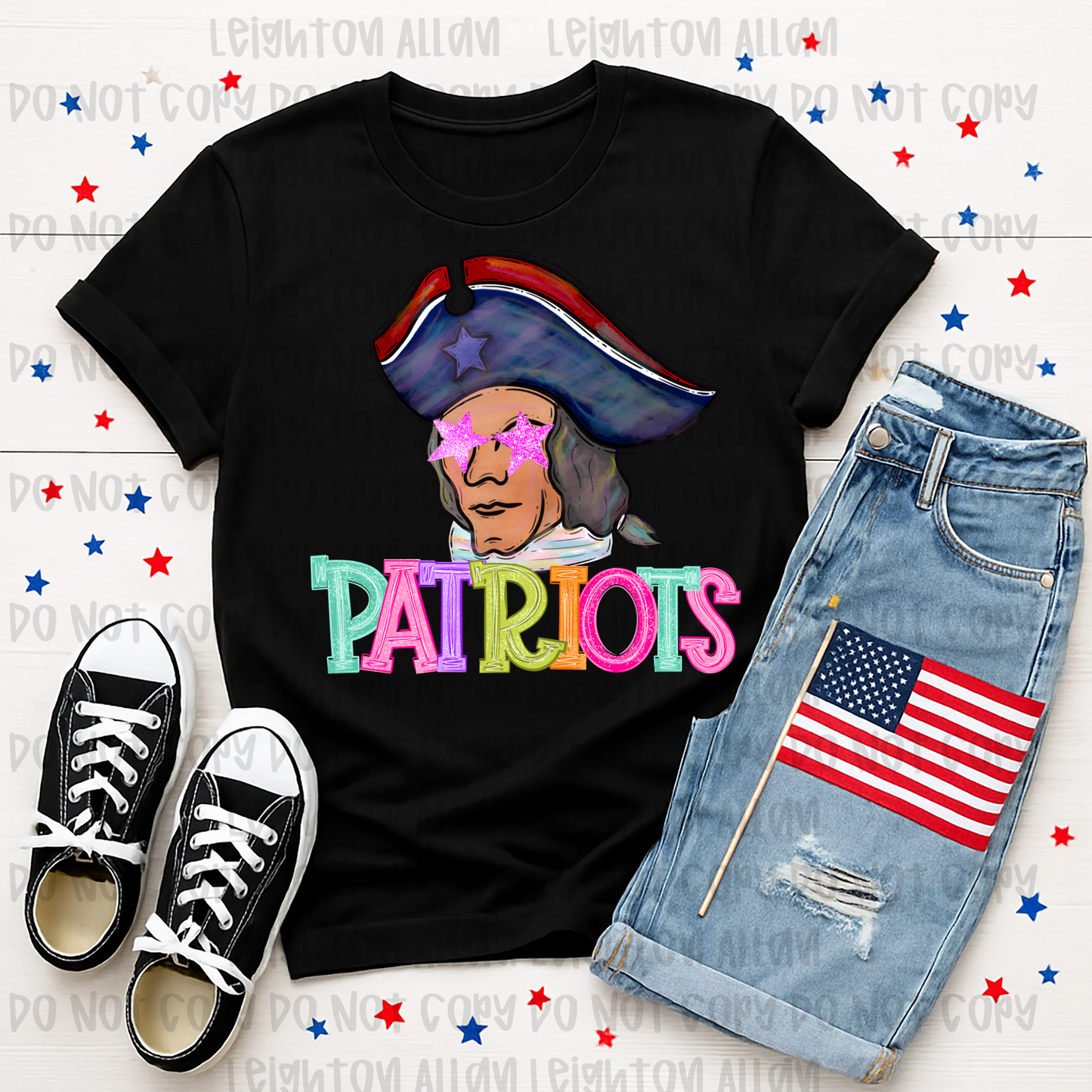 Retro Watercolor Patriots Mascot Spirit Tee