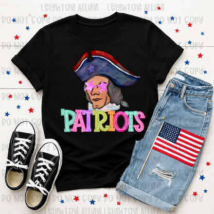 Retro Watercolor Patriots Mascot Spirit Tee