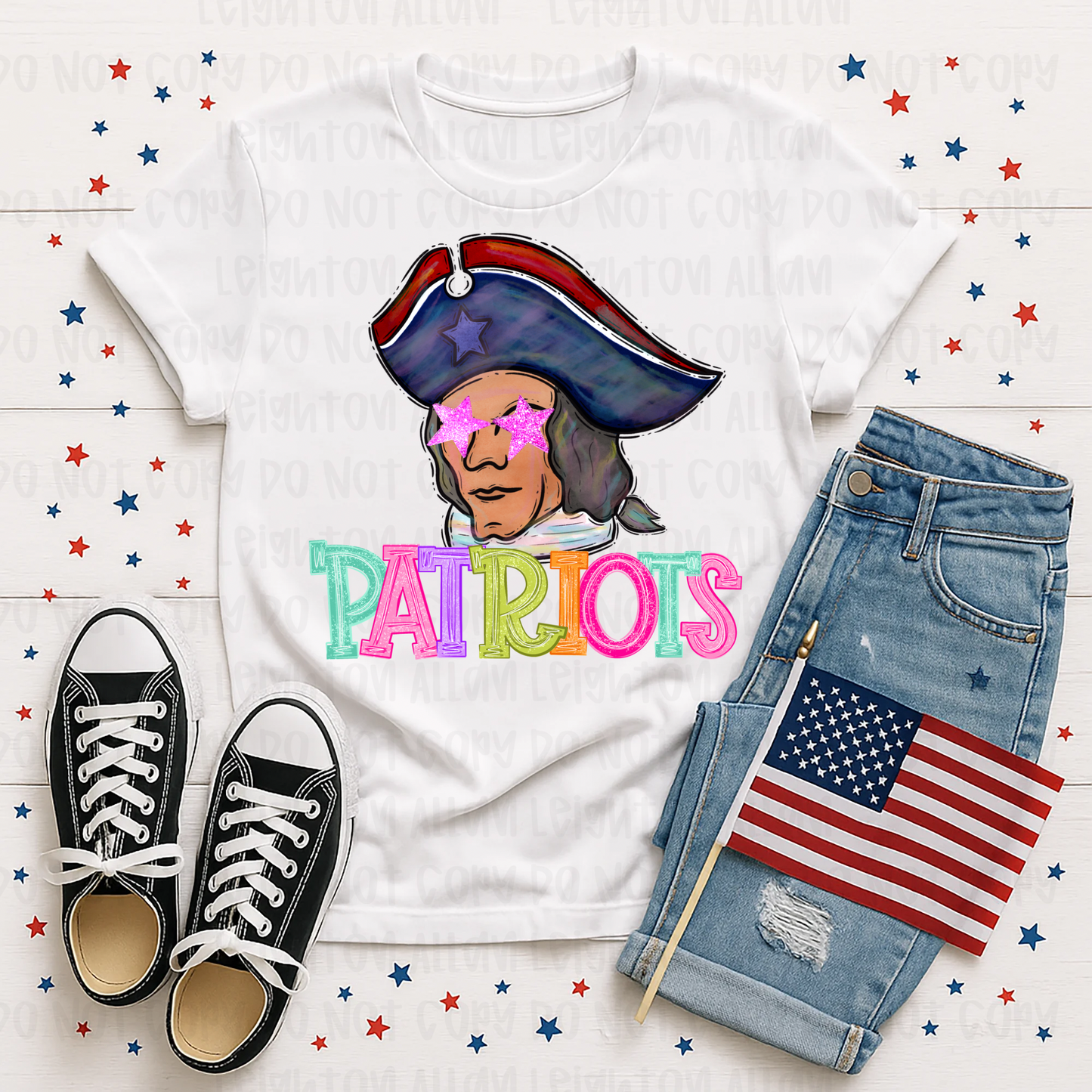 Retro Watercolor Patriots Mascot Spirit Tee