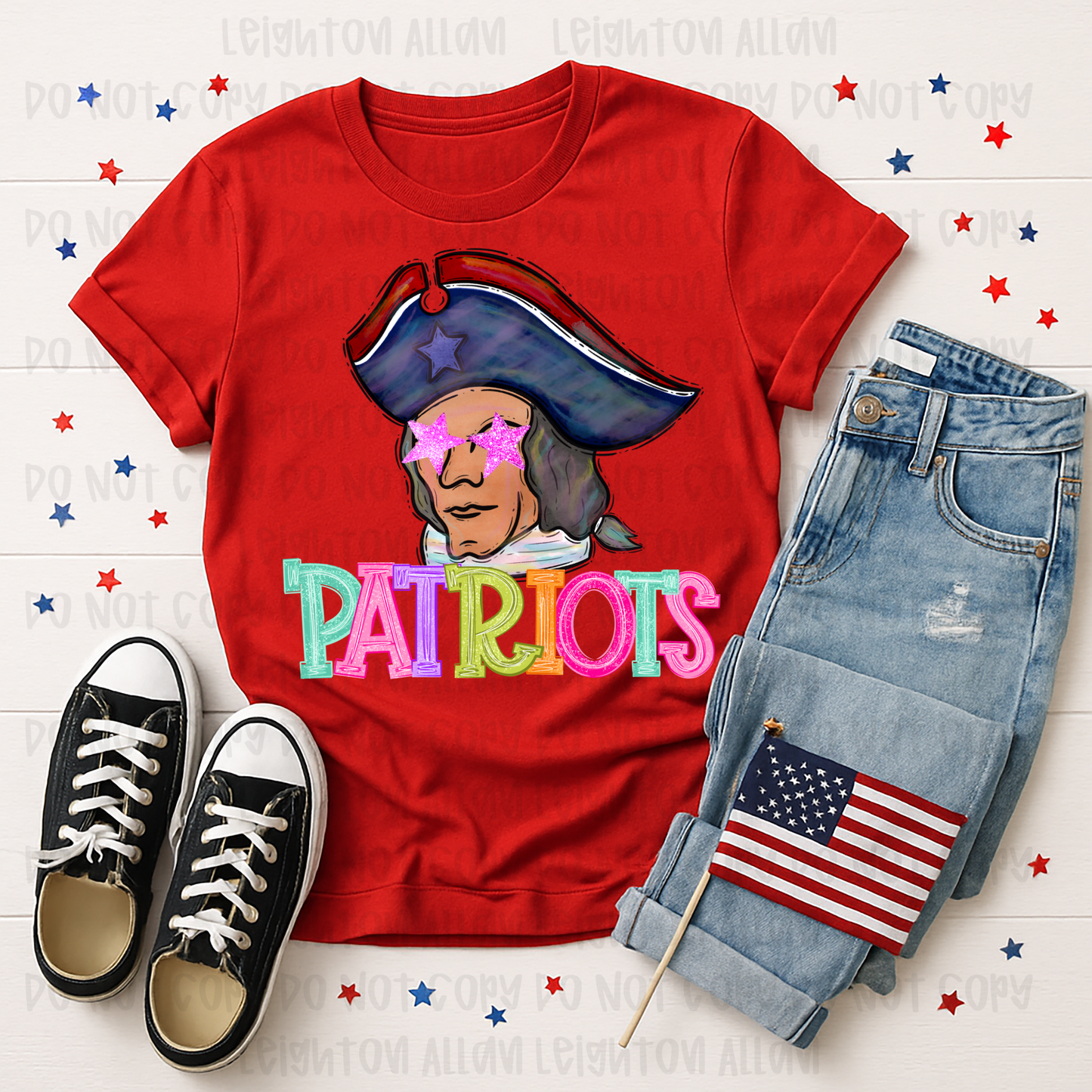 Retro Watercolor Patriots Mascot Spirit Tee
