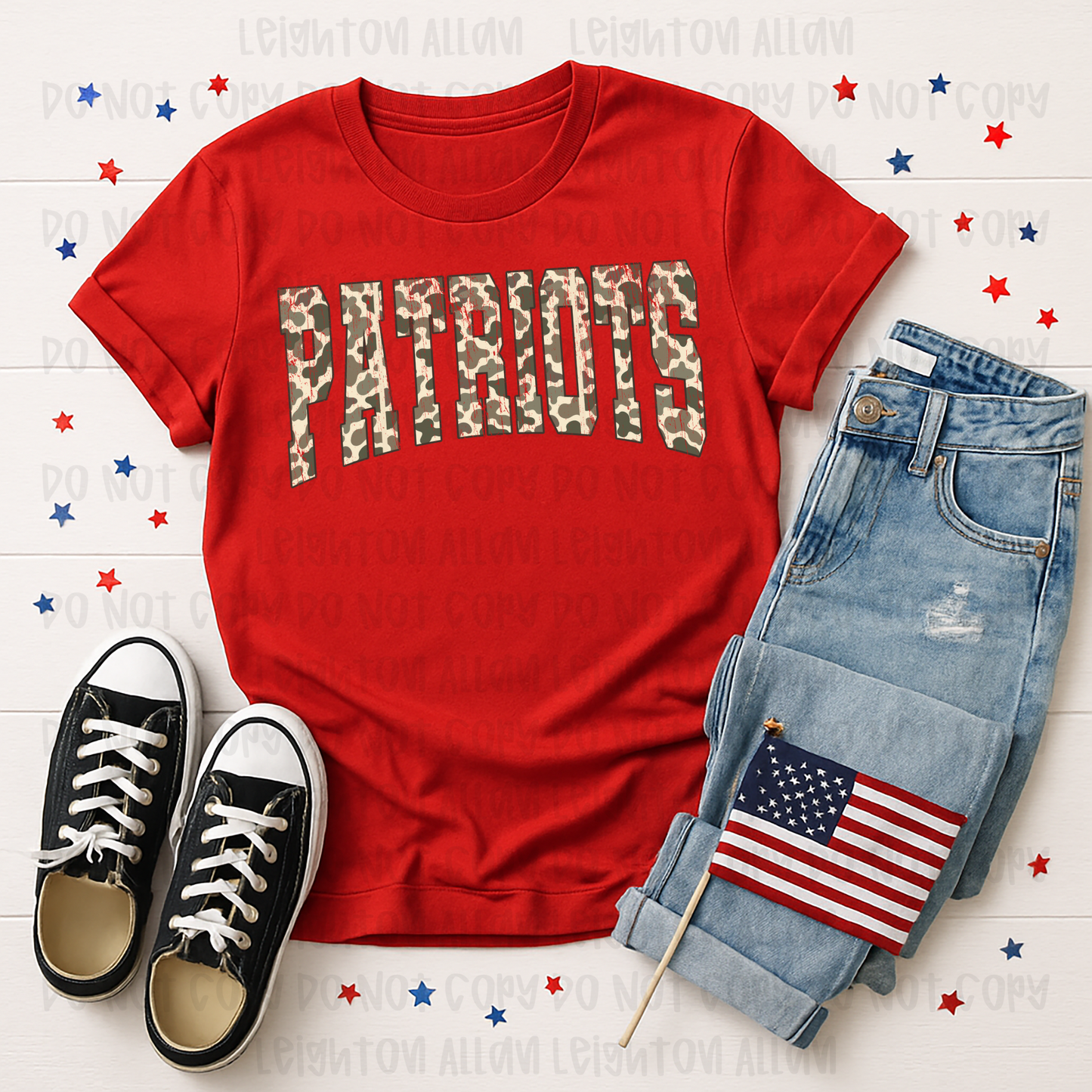 Desert Camo Patriots Varsity Spirit Tee
