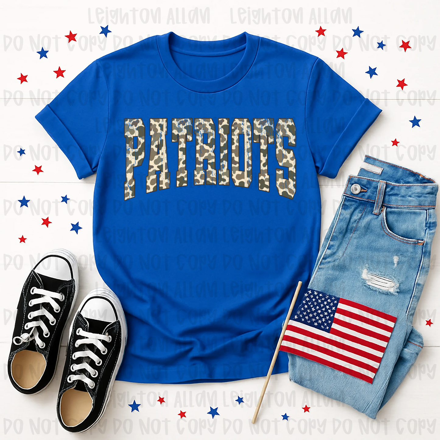 Desert Camo Patriots Varsity Spirit Tee
