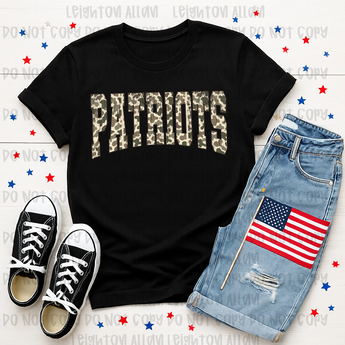 Desert Camo Patriots Varsity Spirit Tee
