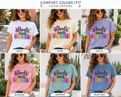 Schools Back Hallelujah Shirt | Christian Back to School Teacher Tee | Colorful School Shirt | Faith Based Teacher T-Shirt | First Day of School Tee